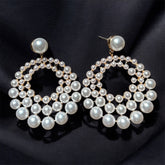 Large Shiny Geometric Pearl Earrings