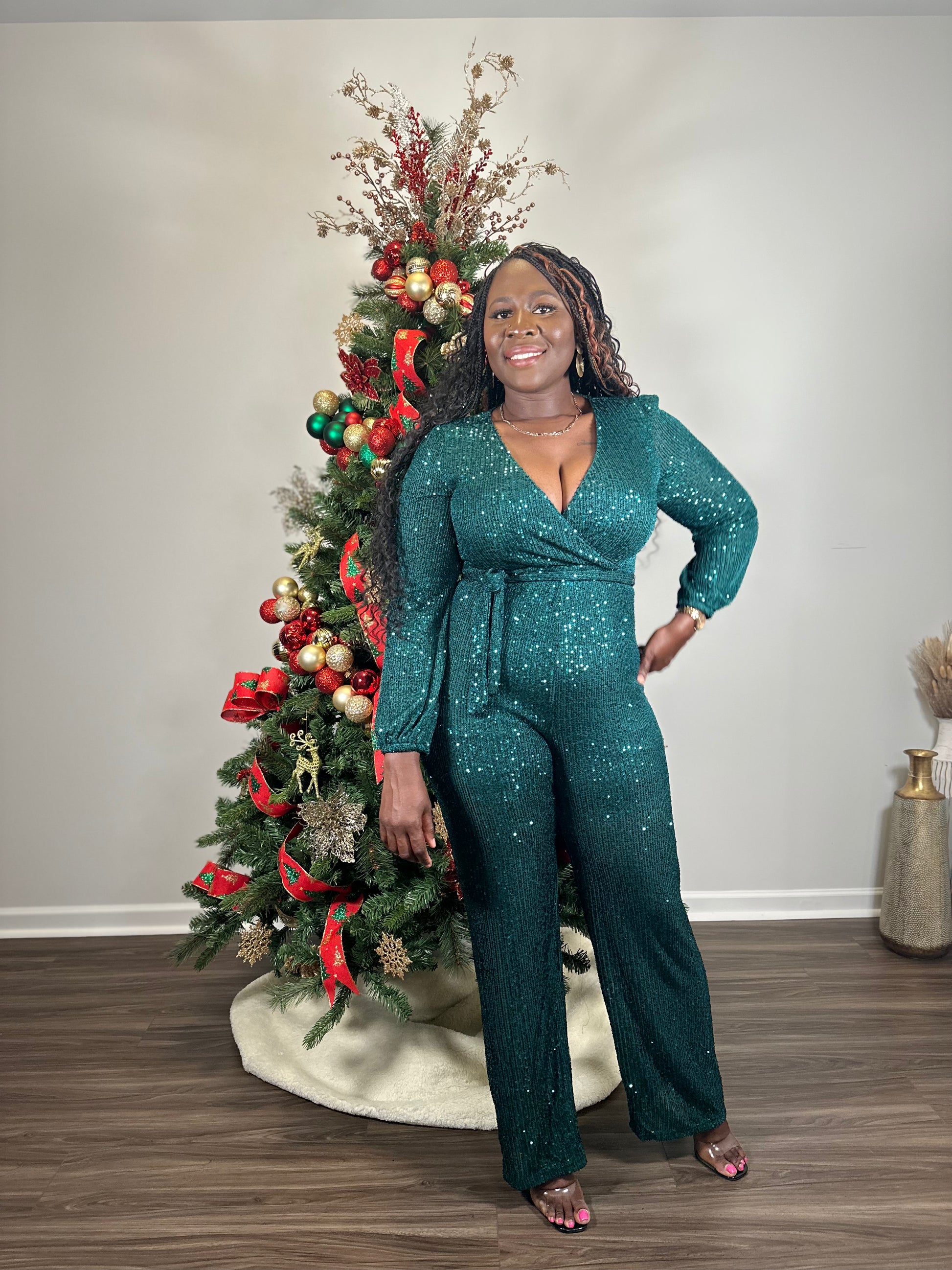 Plus size store christmas jumpsuit