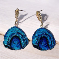Irregular Shape Geode Style Earrings