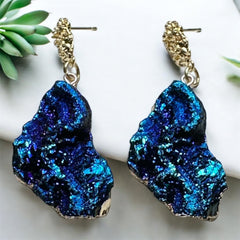 Irregular Shape Geode Style Earrings